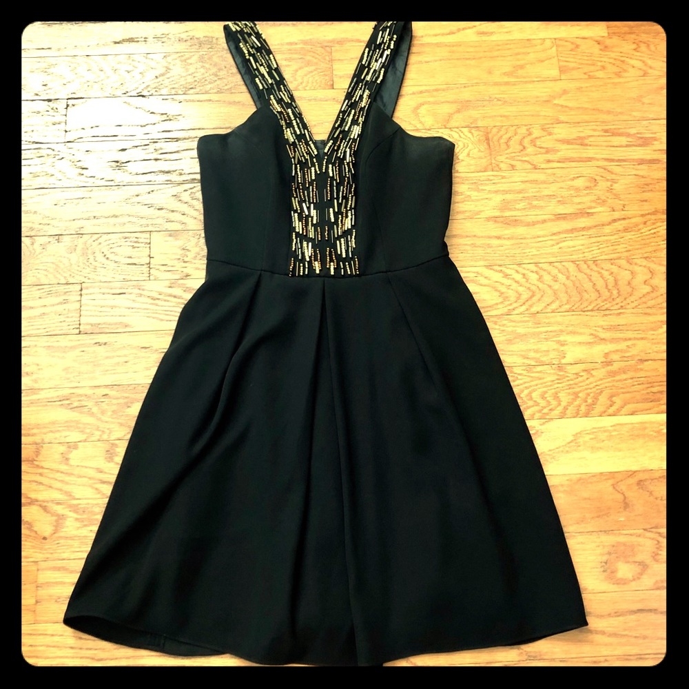 -SHOSHANNA- black beaded cocktail dress